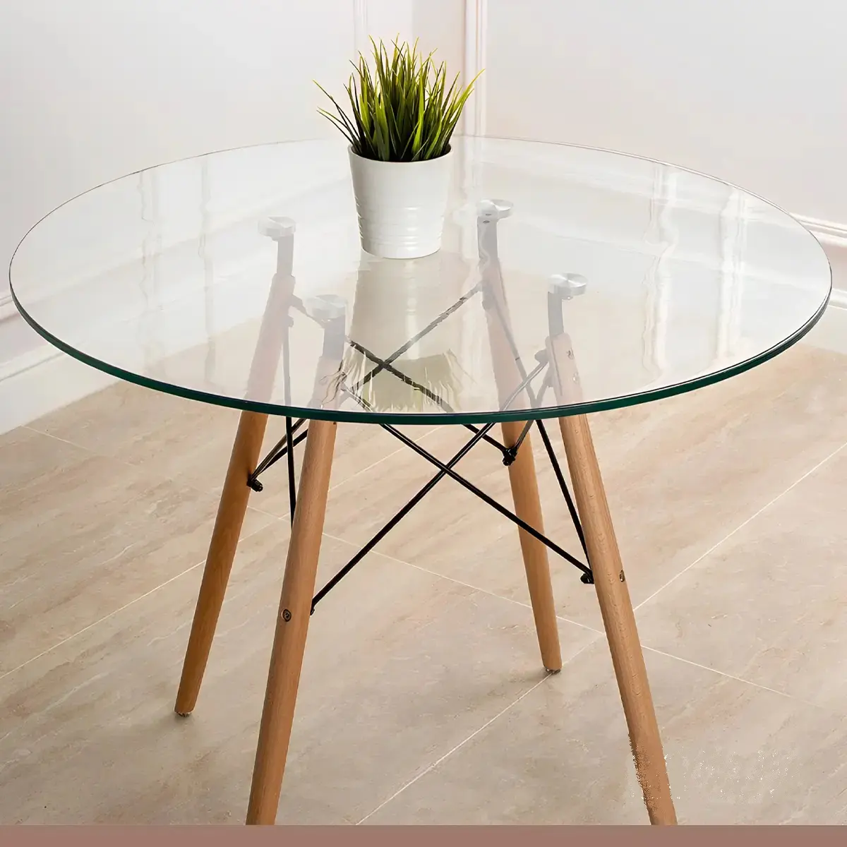 Mesa Vidrio Eames 100 cm de Diametro