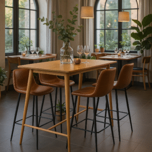 Pack Mesa y Sillas de Bar New York x 4