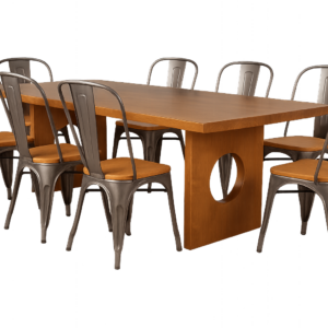 Mesa Moscú 200×80 cm + 8 Sillas Tolix Madera claras