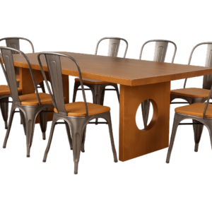 Mesa Moscú 200×80 cm + 8 Sillas Tolix Madera claras