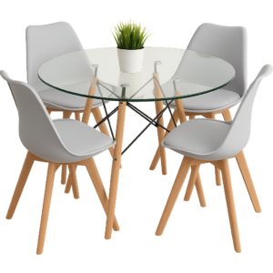 Pack Mesa Eames 100 cm + 4 sillas Tulip