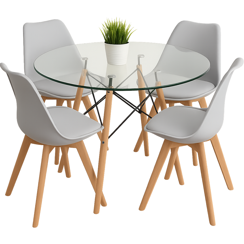 Pack Mesa Eames 100 cm + 4 sillas Tulip