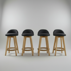 Silla de Bar Marsella 63 cm, Negra pack de 4 Unidades