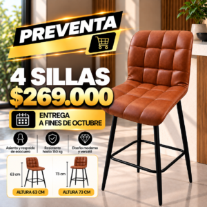 Silla de Bar Madrid Café 63 cm x 4 Unidades