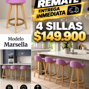Silla de Bar Marsella 63 cm Rosada Pack 4 unidades