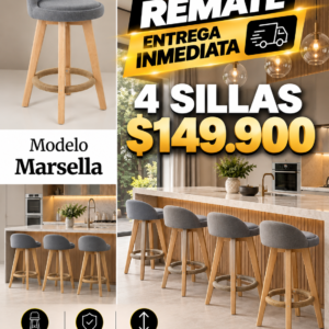 Silla de Bar Marsella 63 cm x 4 Unidades Gris