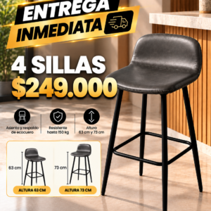 Silla de Bar Oxford Gris 63 cm